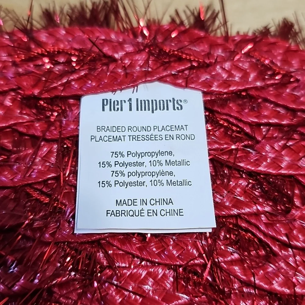 ✨ Pier 1 Red Tinsel Braided Placemats & Coasters | Set of 16 | Holiday Glam 🥂